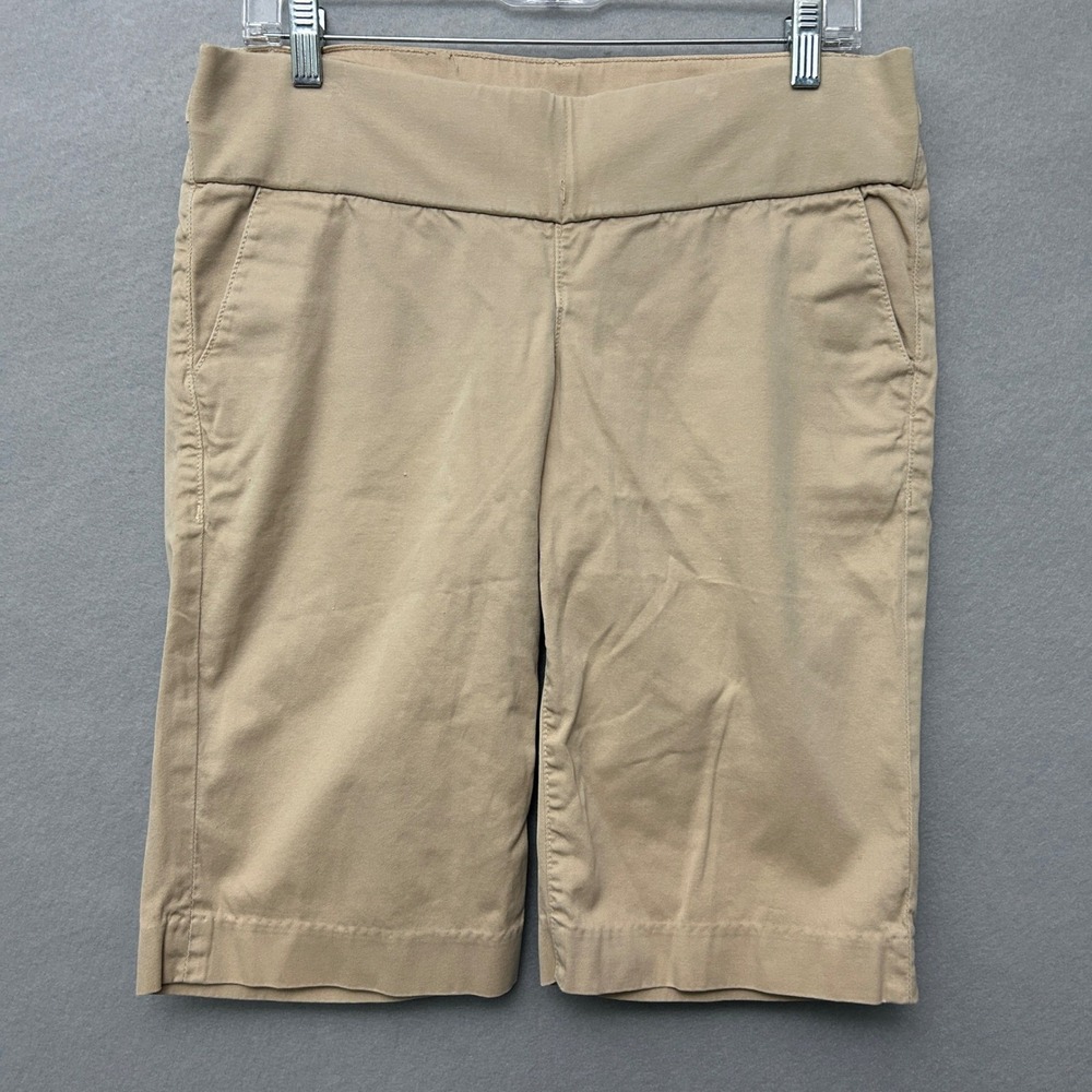 Juicy Couture Women 28 Bermuda Shorts Tan Khaki Y2K Low Rise Pull On JGMU5654